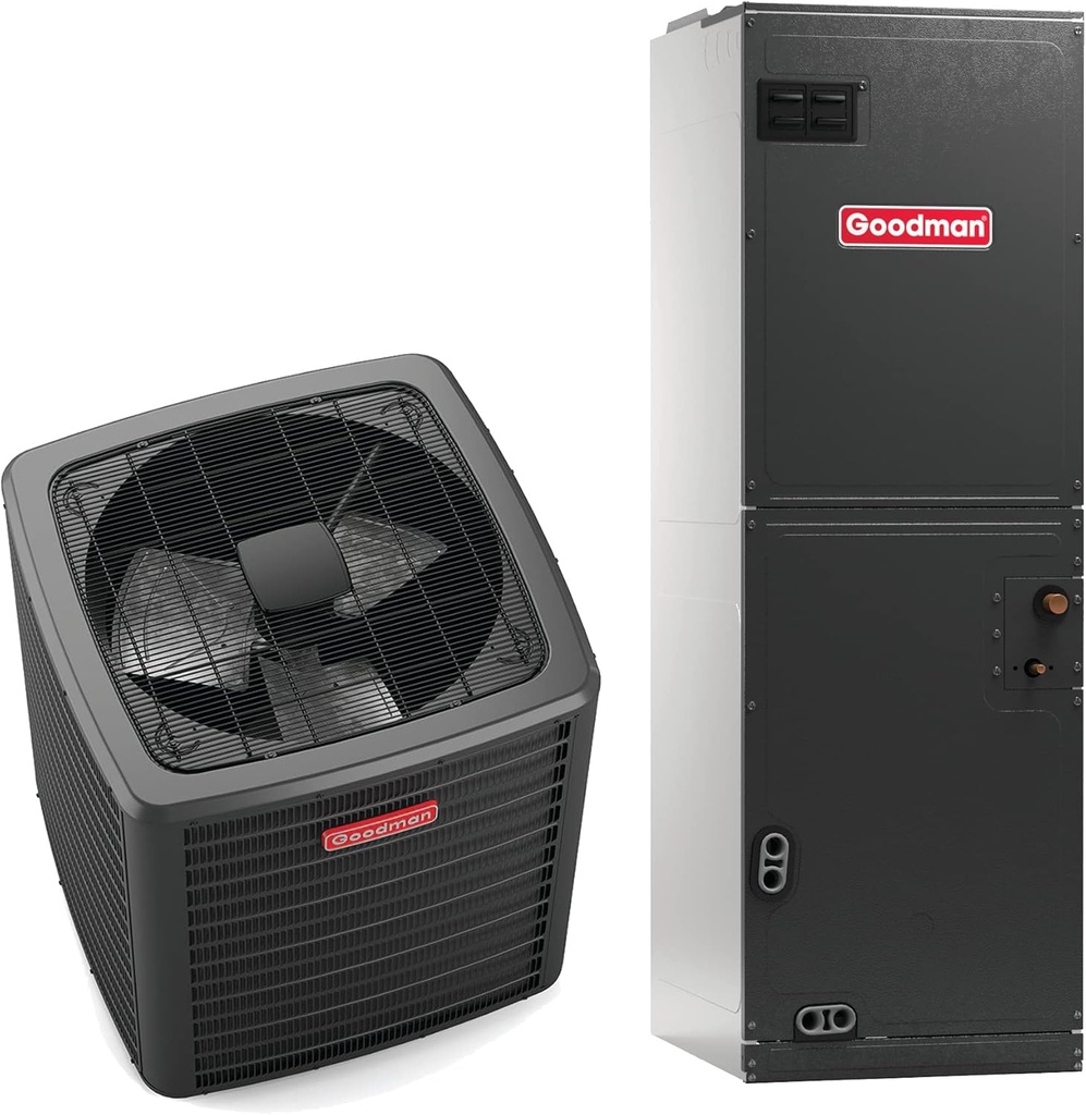 Goodman 4 Ton 14 SEER2 Air Conditioning System (9-Speed Motor) - Free Thermostat Included - GSXN404810-AMST60DU14