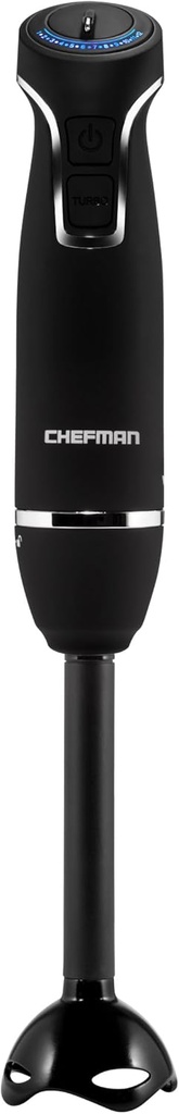 Chefman Immersion Blender 300-Watt Turbo 12 Speed Stick Hand Blender, Powerful Ice Crushing Design Purees Smoothies, Sauces & Soups, Detachable Heat Resistant Plastic Blade Guard Protects Pots, Black