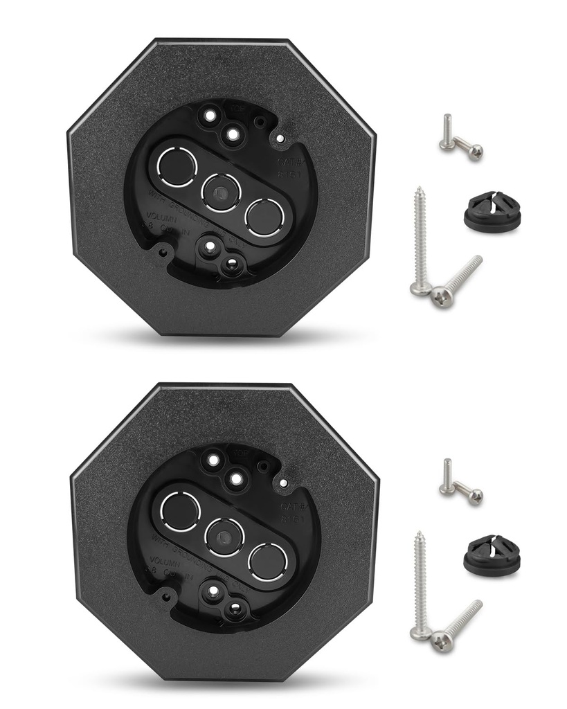 8161 Vertical Siding Lamp Octagon Mounting Kit 2 Pack Fit for T-111Siding, HardiePlank Lap Siding, Flat Surfaces, Black