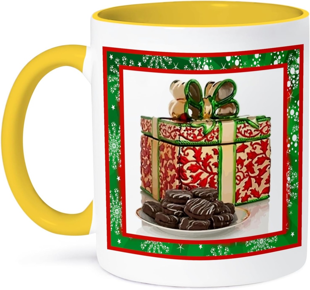 3dRose Red Christmas Cookie Jar 11oz Two-Tone Yellow Mug