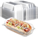 60pcs Clear Plastic Hot Dog Tray with Hinged Lid 8.86 x 3.94 x 2.76 Inch Hot Dog Container Disposable Clamshell Take out Containers Cake Slice Containers for Bakery Dessert Salad