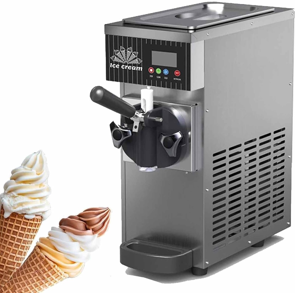 Qiang Ice Cream Machine for Home Soft Ice Cream Machine Commercial Ice Cream Making Machine Summer Snack Shop Cafe Desktop Ice Cream Maker Fruit Ice Cream Machine Grey-450W
