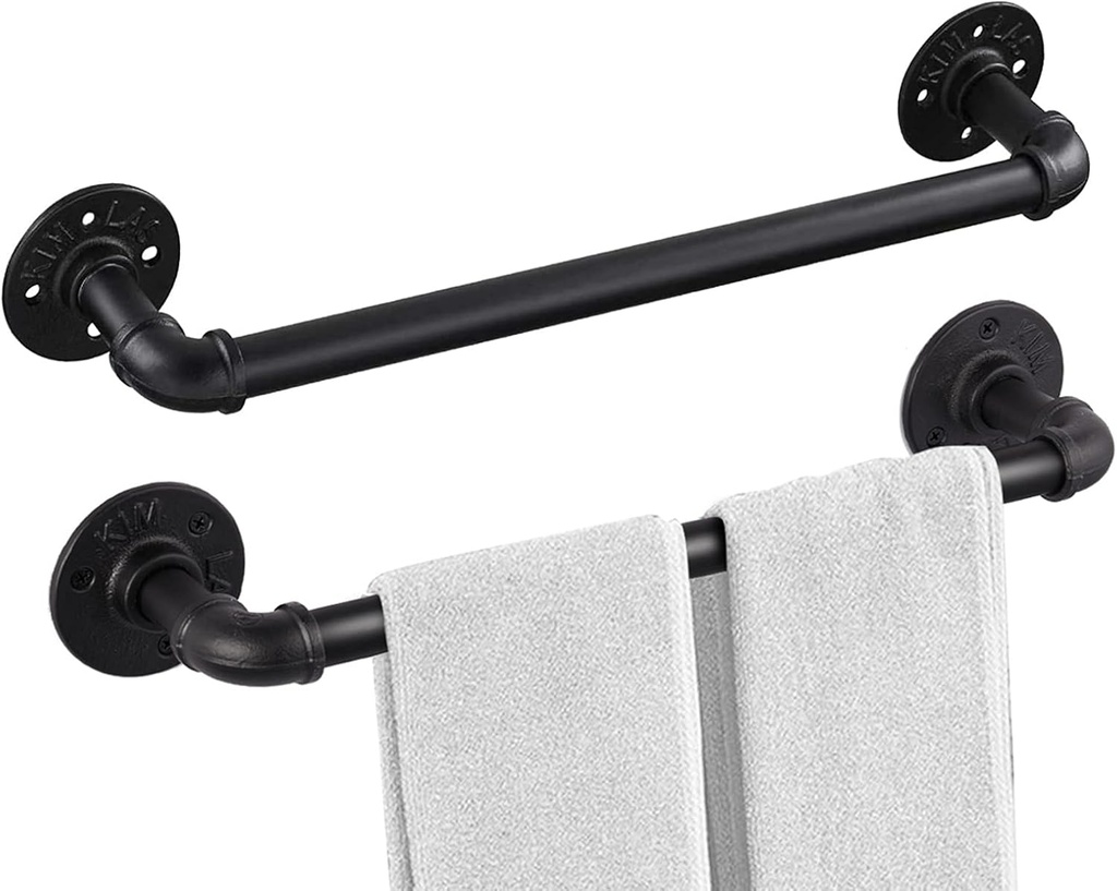 Industrial Pipe Towel Rack Towel Bar 21 Inch 2 Pack, Heavy Duty Wall Mounted Rustic Farmhouse Bath Towel Holder for Bath Bathroom Kitchen