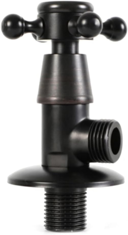 Zerodeko Copper Black Antique Valve Matte Black Shut off Valve Wall Mounted Angle Stop for Bathroom Kitchen Sink Plumbing Parts 3.93 Inch