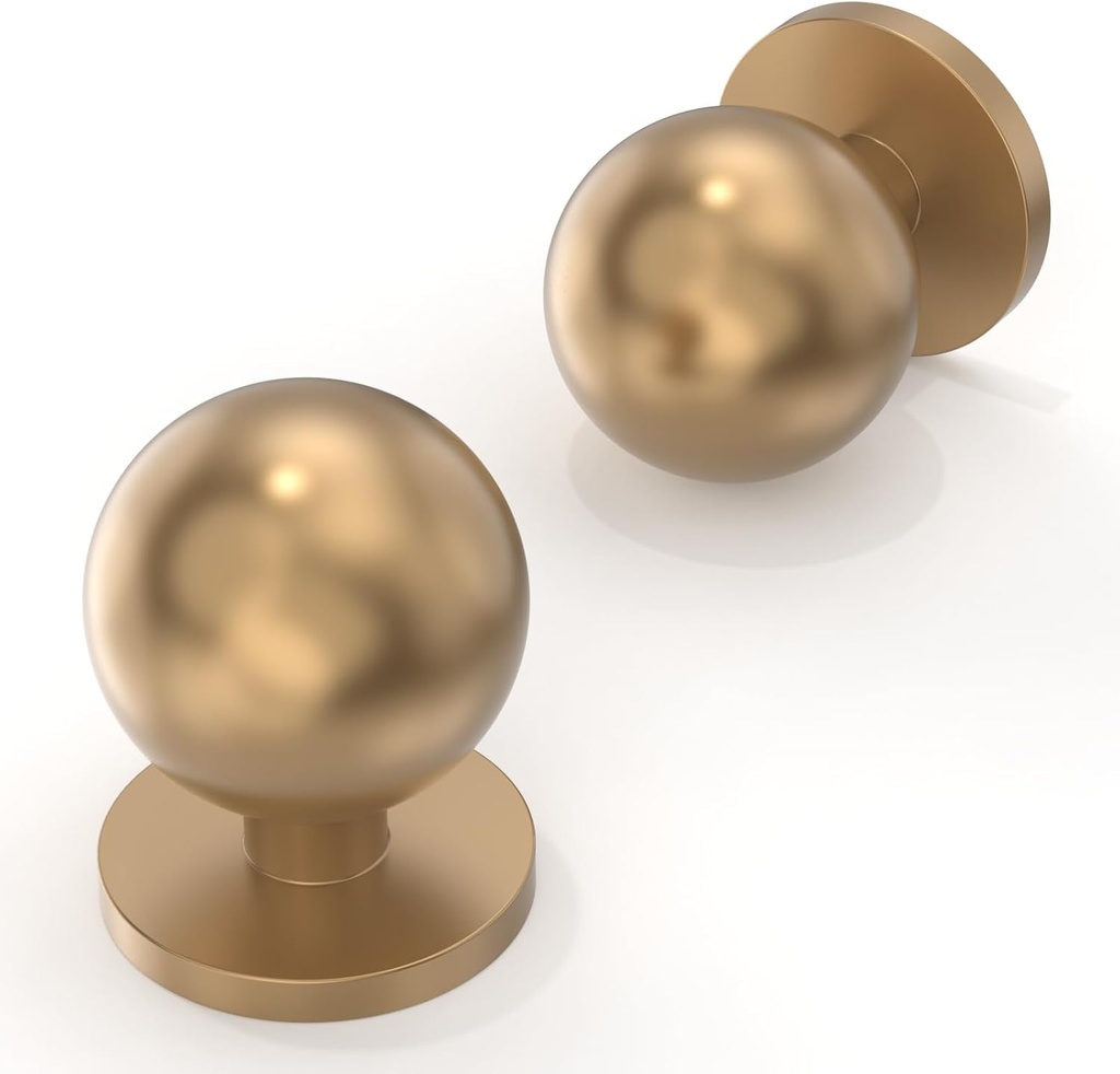 10 Pack Champagne Bronze Cabinet Knobs - Round Kitchen Cabinet Knobs & Drawer Knobs - 1-1/4" (30MM) - Brass Modern Gold Finish
