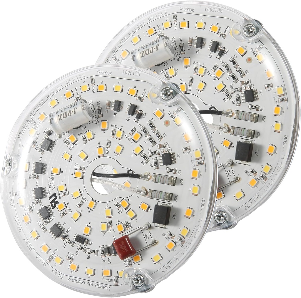 2-Pack 3.93-inch Fan Light Replacement Module, Ceiling Light Modification kit, Ceiling Light dimmable LED Replacement Panel 18W 3000K 4000K 5000K 1800LM 120V CRI90 dimmable (2, HM-1F10020-3)