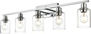 VINLUZ 5 Light Bathroom Lighting Fixture in Chrome Finish,Contemporary Indoor Wall Lights with Clear Cylinder Glass Shade Classic Vanity Light for Stair Entryway Hallway