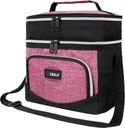 OPUX Insulated Dual Compartment Lunch Box for Women | Leakproof Double Deck Lunch Bag Work Office | Soft Cooler Tote Shoulder Strap Adult | Reusable Thermal Lunch Pail Kit 12 Can, Pink
