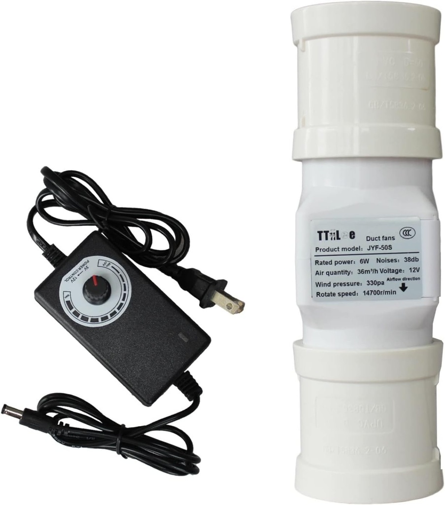 2" Inline Booster Duct Fan, Ventilation Cooling Exhaust Fan with Variable Speed Controller for Basements, Bathrooms, Kitchens, Workshops (Color : Adjustable Speed, Size : 50mm)