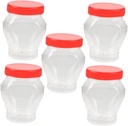 Plastic Chili Sauce Jars Heart Shape 350ml Small Storage Containers for Candy Peanut Cookie 5 Pieces