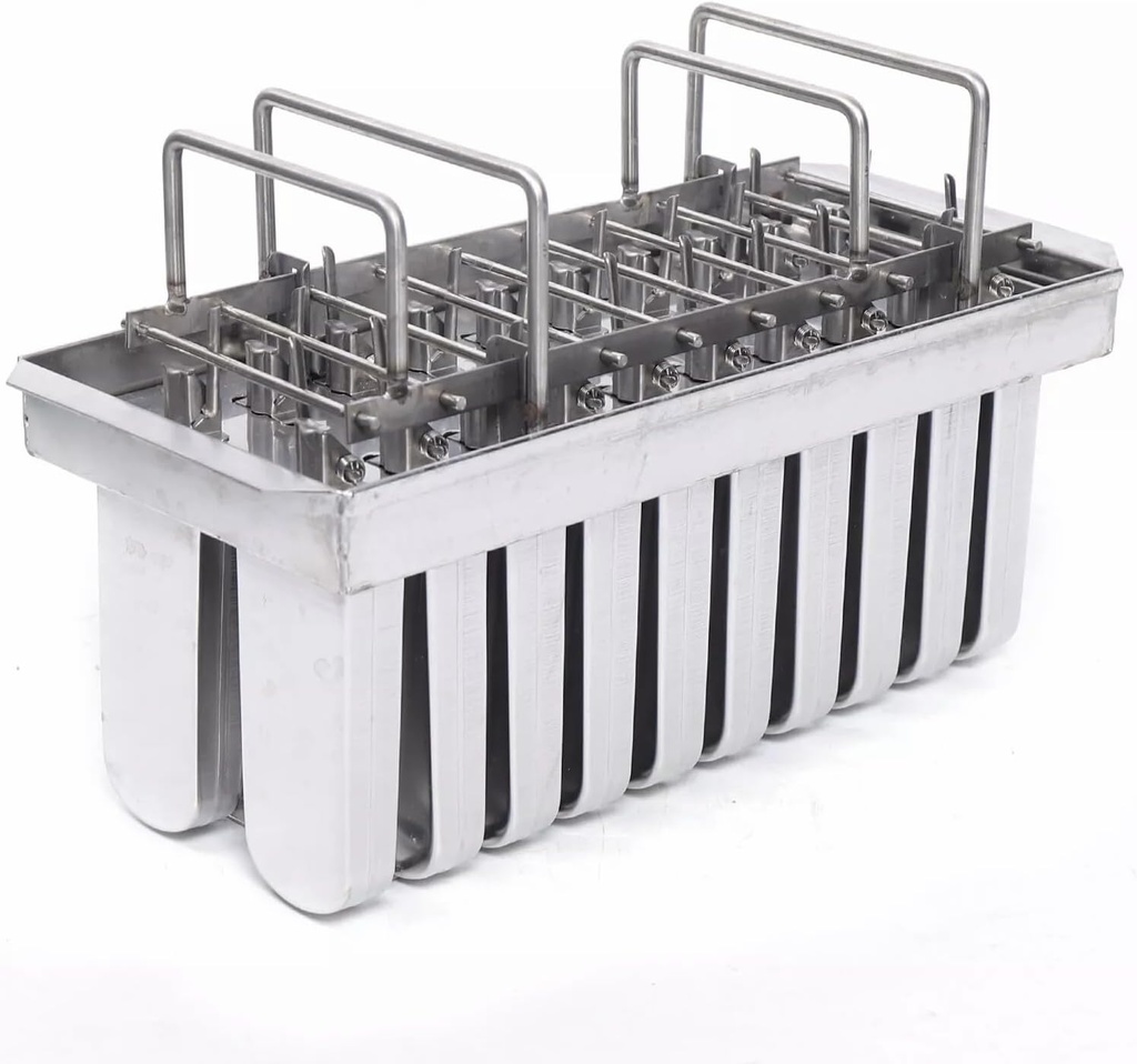 20PCS Commercial Popsicle Molds Heavy Duty Stainless Steel Popsicle Maker Kit with Brush & Sticks, 112g Capacity per Slot, DIY Yogurt Ice Cream Tools for Home Restaurants (Round Headed Flat Plate)