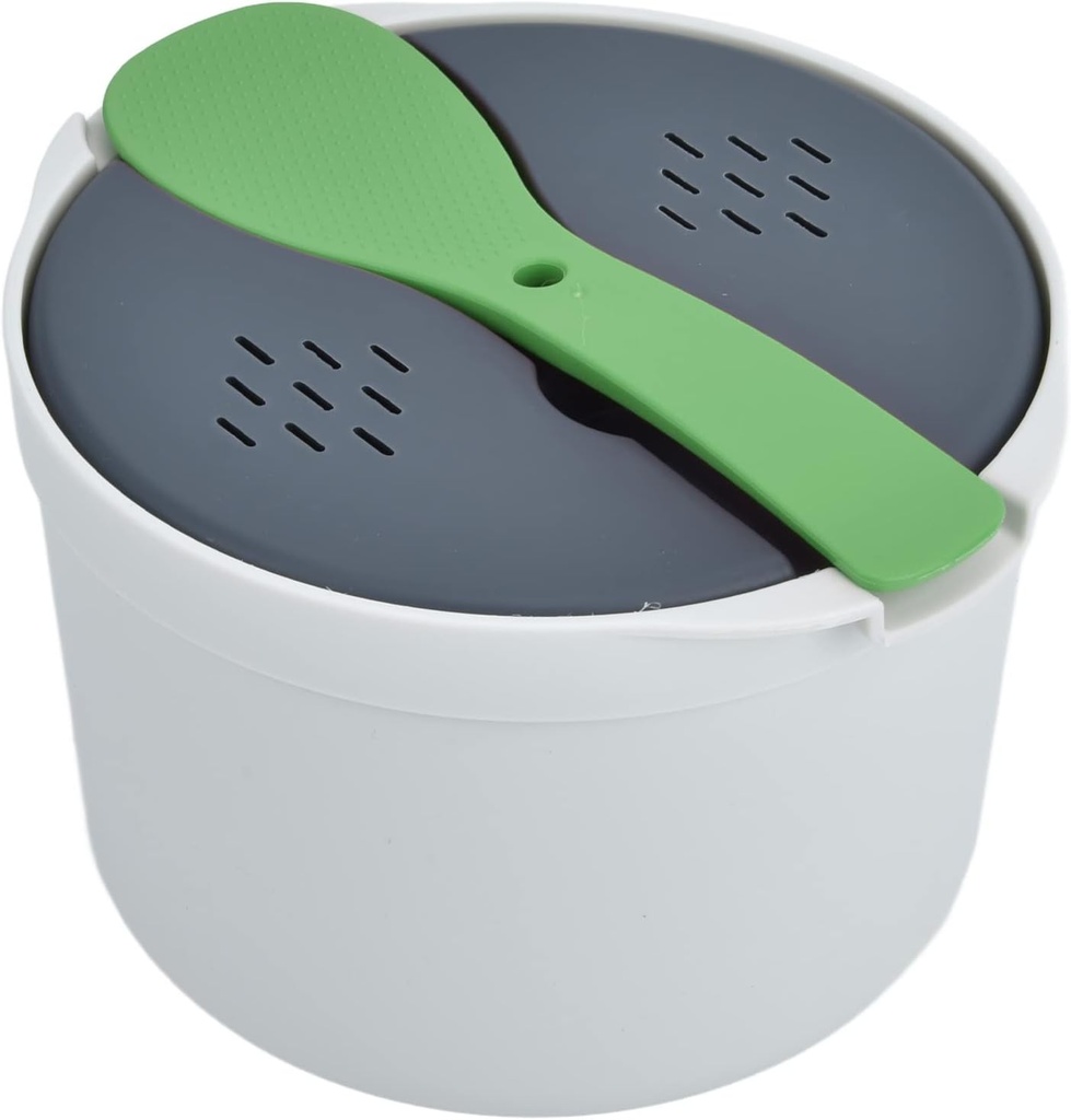 Microwave Rice Cooker Set,Microwave Rice Cooker 2L Food Grade PP Material Rice Spoon Lid Strainer Steaming Pot Rice Cooker Set (Green)