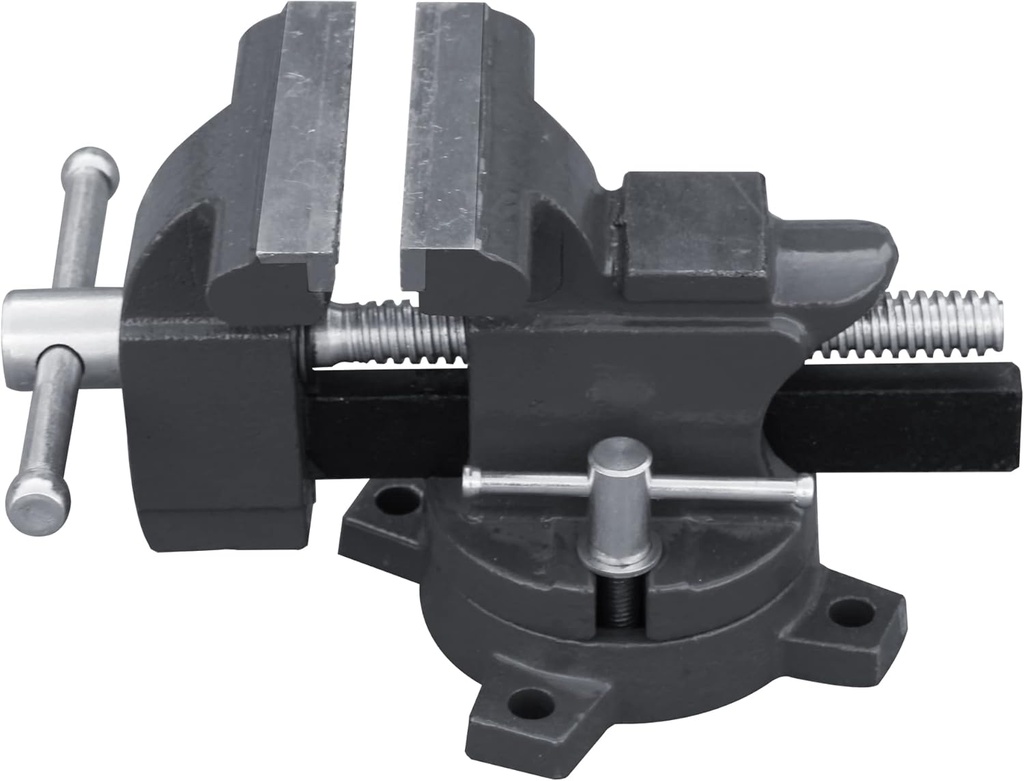 KAKA INDUSTRIAL Bench Vises 4 Inch Jaw Width, 4 Inch Jaw Opening Homeowner's Vise, Swivel Base Heavy Dutyl, for Drilling, Pipe Cutting, Woodworking HVS-100