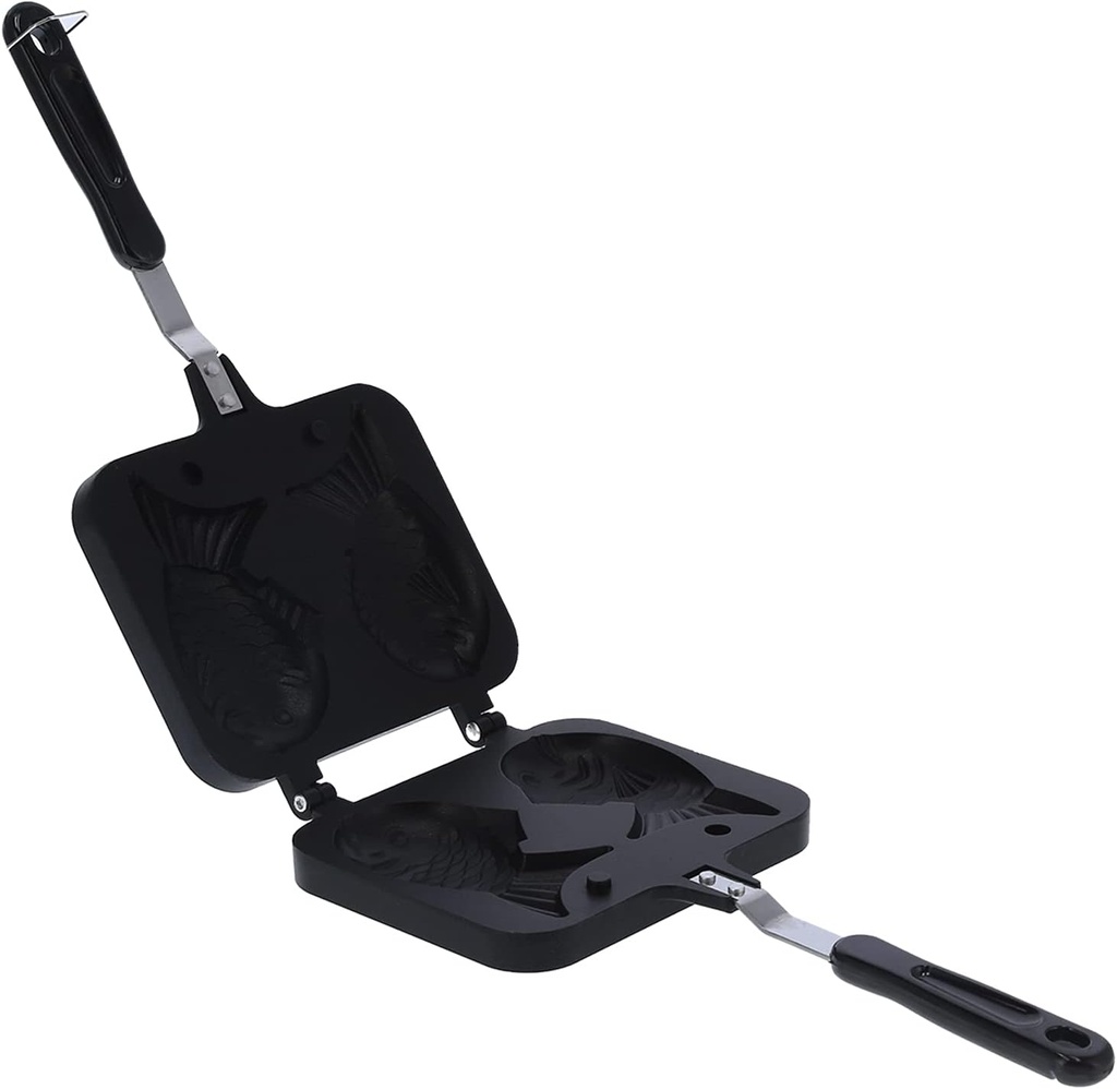 Taiyaki Fish Shaped Cake Pan, Aluminum Taiyaki Fish Waffle Maker Double Pan Machine with Non Stick Cooking Plate for Fish Cake and Japanese Snacks