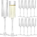 Plastic Champagne Flutes Set of 12, Ribbed Champagne Glasses Unbreakable Toasting Glasses, 6 oz Plastic Wine Glasses for Wedding, Birthday, Parties, Showers,Large Celebrations