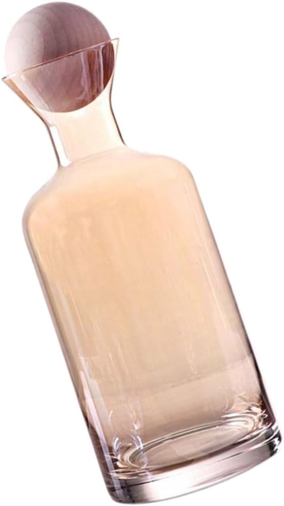 Milisten Creative Heat-resistant Glass Juice Kettle Versatile Water Container for Iced Tea Juice and Beverages Includes Amber Long Water Pitcher with Wooden Ball Home Use and Gifts