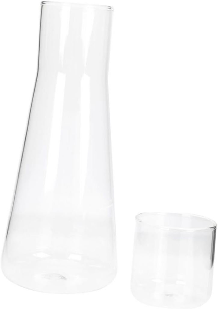 Glass Ice Teapot Water Carafe Beverage Pitcher Glass Carafe Lid Ribbed Glassware Bedside Household Home Accessory Heat Cold Resistance