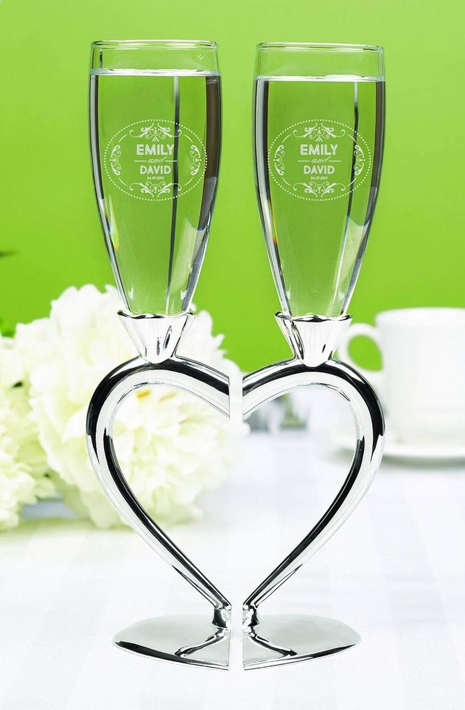 Personalized Beautiful Elegant Split Heart Base Goblets
