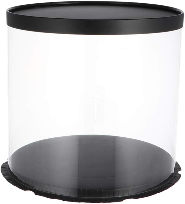SECFOU Round Cake Box Double-layer Black Plastic Packaging for Bakeries Parties Bakery Box for Easy Assembly Display