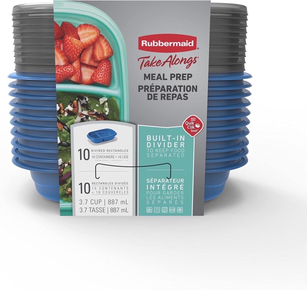 Rubbermaid® TakeAlongs® Divided Base Container, set of 10