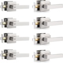 Probrico 4 Pack Privacy Door Levers and (4 Pack) Passage Door Levers Bundle, Satin Nickel Interior Door Handles for Bath/Bed and Hall/Closet,Heavy Duty