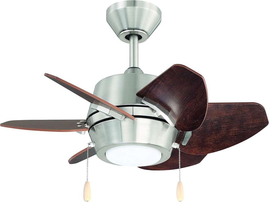 Litex Industries GA24BNK6L Litex Gaskin Sleek 24”Ceiling Fan Brushed Nickel Finish with 6 Glazed Cherry/Driftwood Reversible Blades, UL Rated