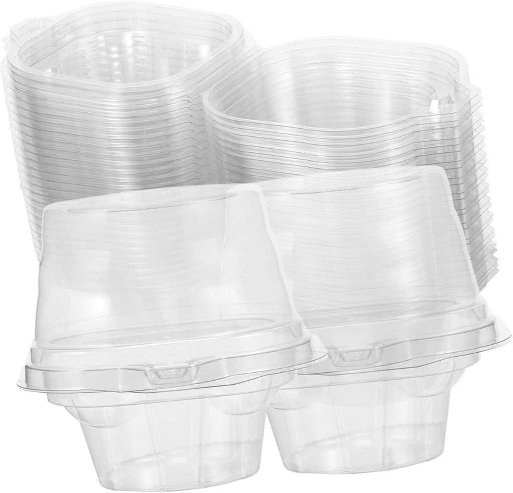 SECFOU 25pcs Clear Cupcake Boxes Individual Muffin Containers Lids for Cakes Desserts and Party Favors Food-grade Safe Pet Material