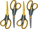 CCR Scissors 8 Inch Soft Comfort-Grip Handles Sharp Titanium Coating Blades, 4-Pack