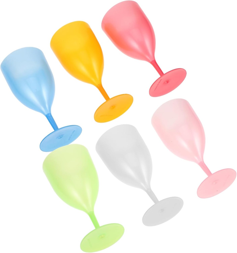 DECHOUS 6pcs Unbreakable Plastic Goblets Vibrant Wine Glasses for Easter Celebrations Family Friendly Drinking Cups for Boy Girl and Parties Stackable Tumbler Cocktail Cups