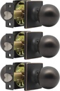 3 Pack Gobrico Passage Door Knob Sets in Oil Rubbed Bronze for Closet Hallway,Interior Ball Door Knobs Keyless Exterior Door Handles,No Locking Passage Function