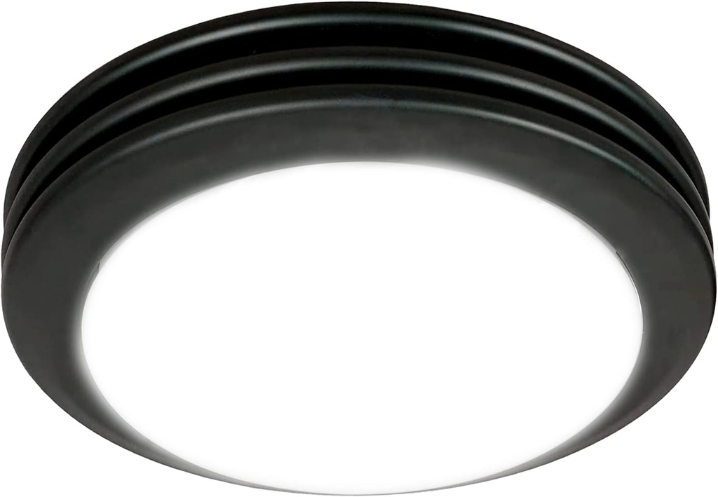 Akicon Ultra Quiet Bathroom Exhaust Fan with LED Light 80CFM 2.0 Sones Round Bathroom Ventilation Fan with Frosted Glass Cover Matte Black Finish (Matte Black)