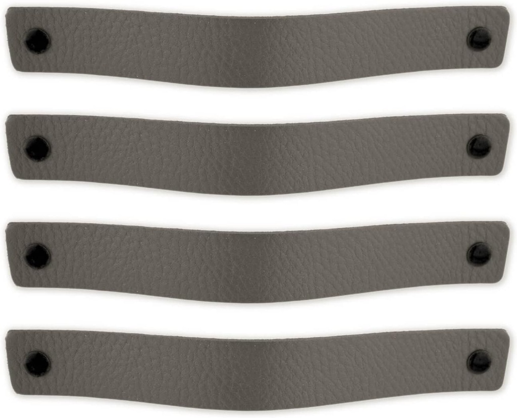 Brute Strength - Leather Drawer Pulls - Gray - 4 pcs - 7-7/8 x 1 inch - Leather Handle - Cabinet Knobs
