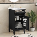 Merax 20 Inch Black Small Bathroom Vanity with Sink, Storage Cabinet with Tip-Out Drawer and Door Rack Organizer, Adjustable Shelf