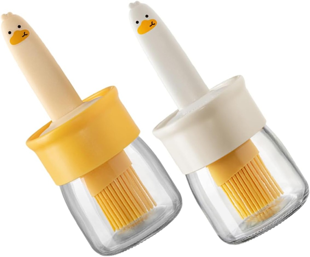 ABOOFAN 2Pcs Kitchen Oil Dispenser Bottles with Silicone Brush Transparent Oil Storage Containers for Baking Barbecue and Cooking Food Grade Silicone and Glass Oil Pot