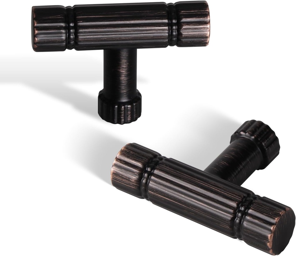 Oil Rubbed Bronze Cabinet Knobs 10 Pack Vintage Drawer Dresser Knob Single Hole Gold T Bar Handles Kitchen Cupboard Doors Hardware Furniture Wardrobe Door Hardware Zinc Alloy