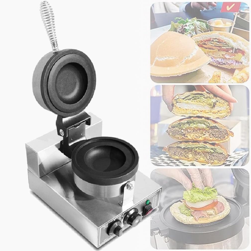 Electric Burger Waffle Maker, Single Head Non Stick Panini Press Hamburger Machine, Ice Cream Brioche Hamburger Maker, for Bakeries, Restaurants