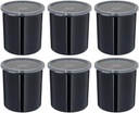 Carlisle FoodService Products Classic Round Storage Container Crock with Lid for Kitchen, Restaurants, Home, Plastic, 2.7 Quarts, Black, (Pack of 6)