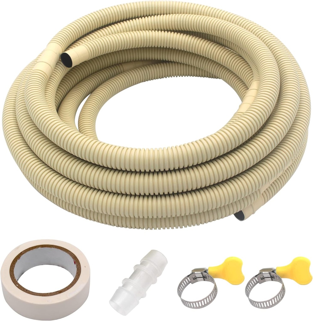 HANSUM Mini Split Drain Hose Air Conditioner Parts & Accessories Pipe Water Tube Pump Universal Line Set Cover for AC Drainage Hvac Extender Outside (25FT)