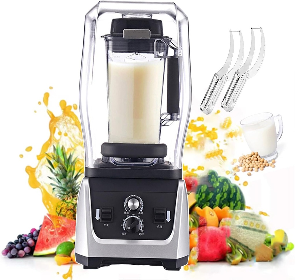Electric Stand Smoothie Mixer, Juice Blender W/Timer Food Processors, Commercial Drink Machine, For Milkshakes, Condiments, Sauces (5L)
