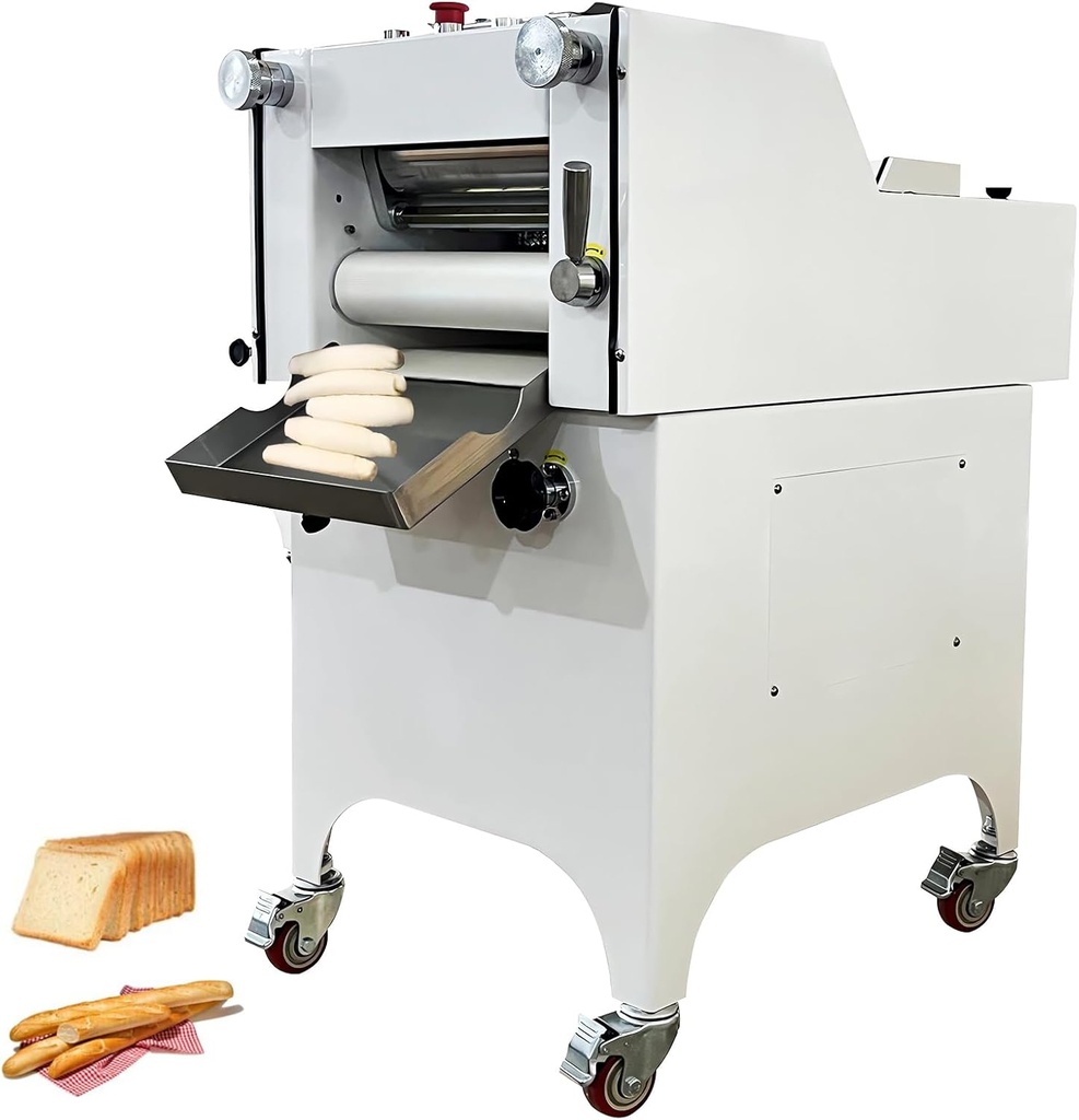 2 in 1 Commercial Toast Shaping Machine ＆ Dough Sheeter Roller 1.06oz-42.33oz(30g-1200g), 20Pcs/min Production, Electric Toast Bread Croissant Shaper Baguette Forming Machine 110V 550W