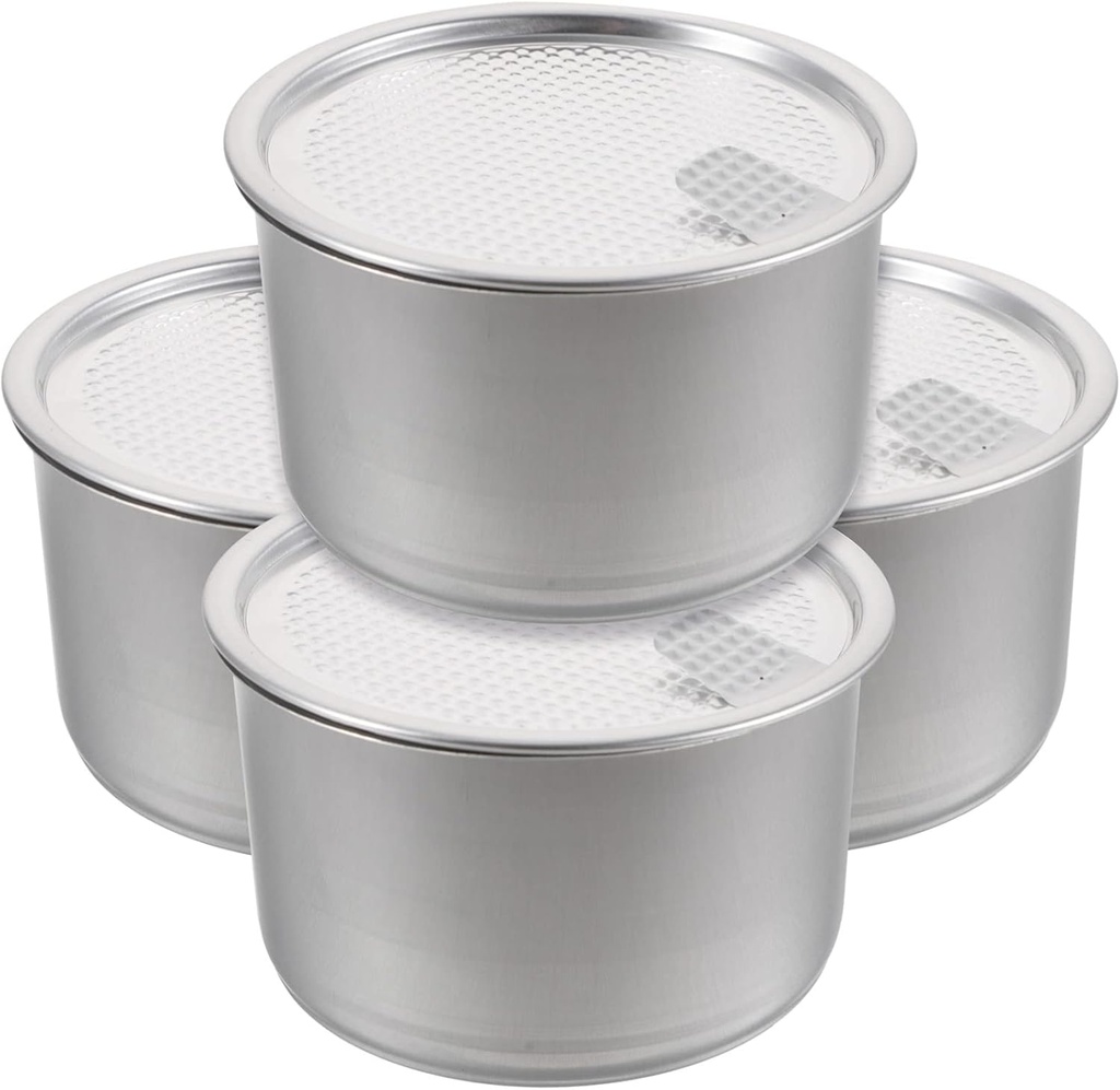 4pcs Food-grade Aluminum Dessert Canister Seal Cookie Storage Jars for Pet Food Mousse and Cake Silver Containers Lids