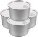 4pcs Food-grade Aluminum Dessert Canister Seal Cookie Storage Jars for Pet Food Mousse and Cake Silver Containers Lids
