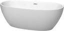 Juno 63 Inch Freestanding Bathtub in Matte White with Polished Chrome Drain and Overflow Trim