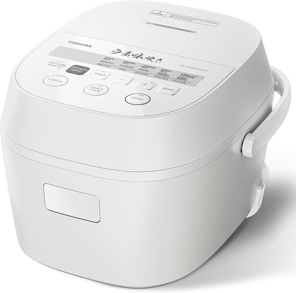 TOSHIBA Umami Smart Rice Cooker 5.5-Cup Uncooked, Fuzzy Logic, 15-in-1 Functions, Digital Display, Delay Timer, Keep Warm, Nonstick Inner Pot, White