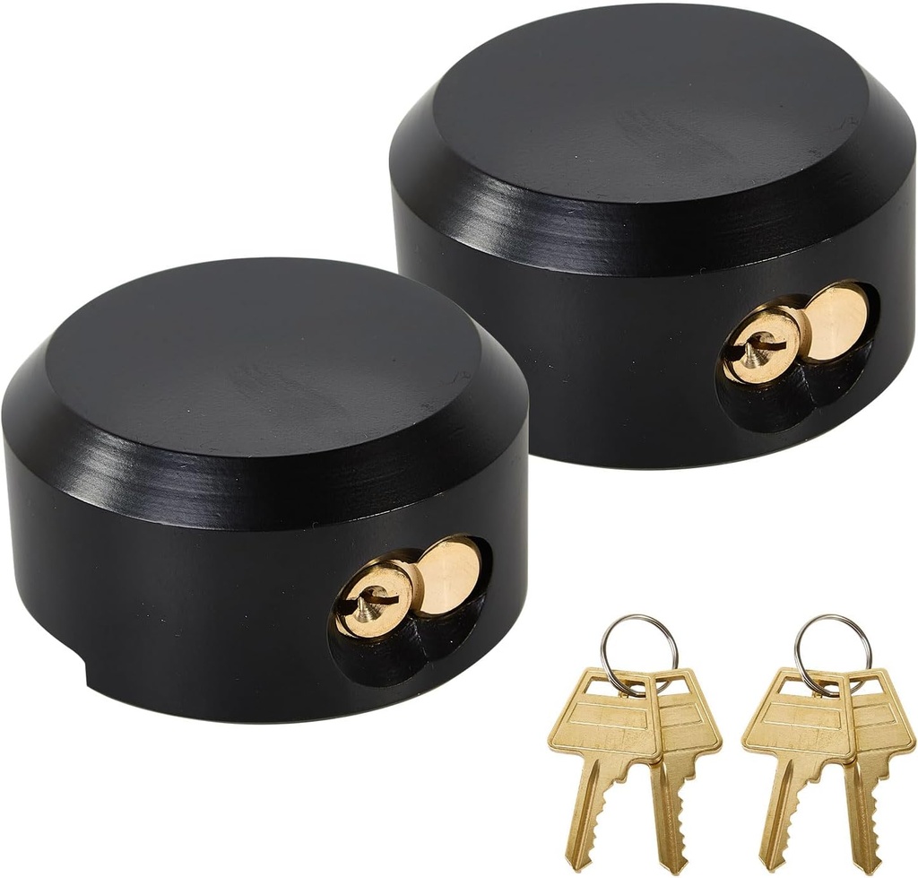 2 Pack Trailer Door Locks Keyed Alike Heavy Duty Hockey Puck Locks Reinforced Hidden Shackle Padlocks w/4 Keys Solid Steel Lock for Trailers Trucks Vans Shed Gates Garage
