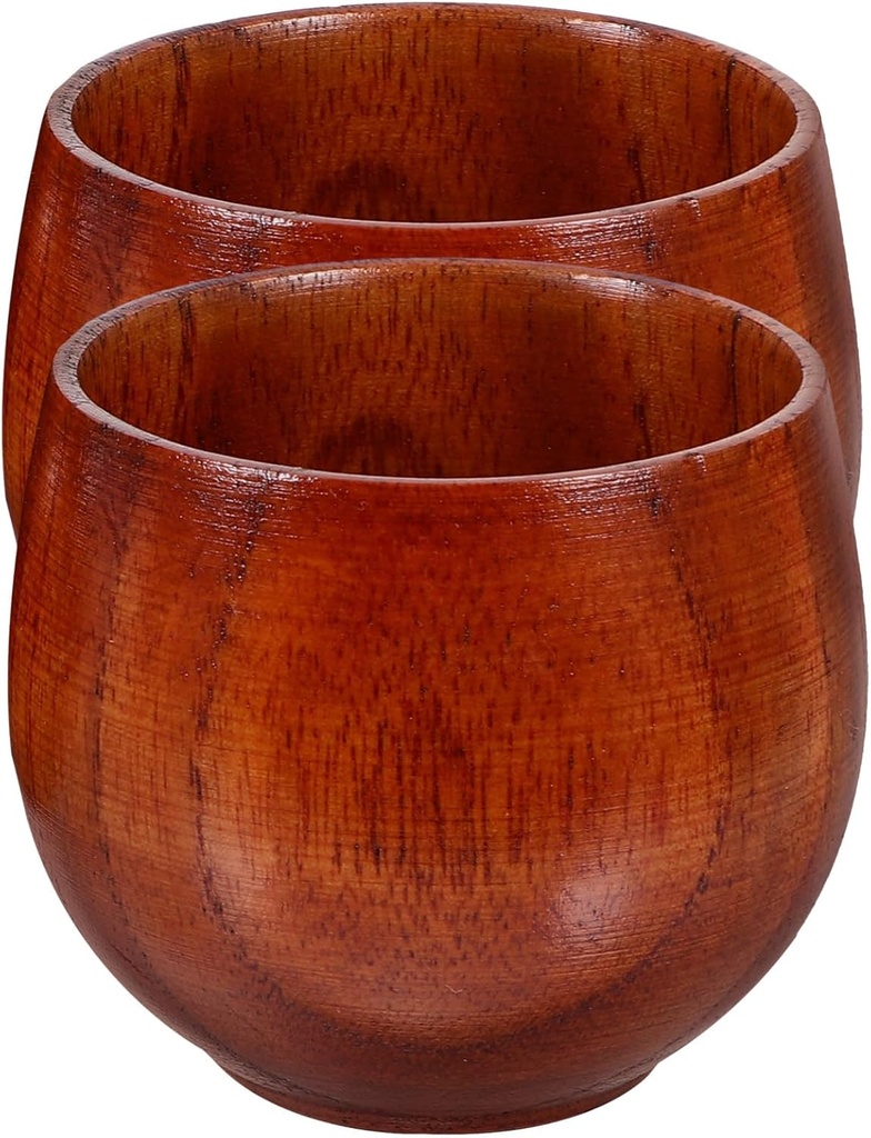 2Pcs Japanese-Style Wooden Sake Cups 50ml Heat-Resistant Tea Cups for Home Use