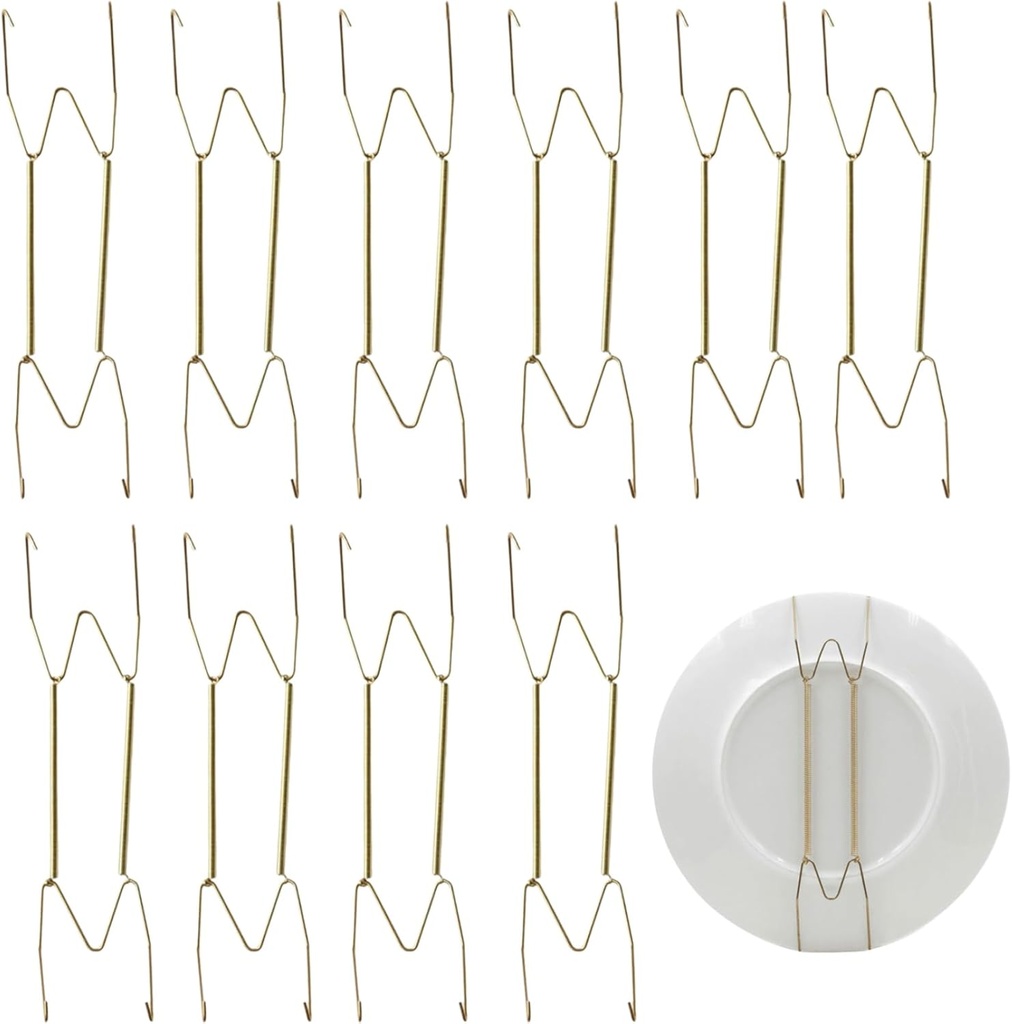 10Pcs Wall Plate Hangers, Sturdy Metal W-Shape Invisible Spring Plate Holders for Decorative Wall Display & Art Collection