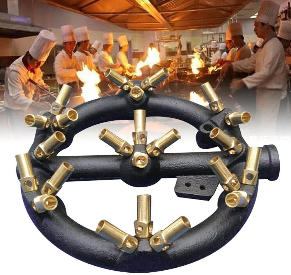 Natural Gas Jet Burner, Cast Iron Body 10/20/23/32 Tips Brass Burner High Power Multi-nozzles Stove Jet Burner for Chinese Wok Range, Grilling, Stir Fry (23 Tips)