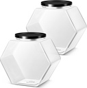 Uiifan 2 Pcs Hexagonal Plastic Candy Jar with Black Lid 29 Oz Hexagon Shaped Cookie Jar Clear Hexagonal Candy Containers for Snacks, Dog Food, Craft and Sewing Supplies, Coffee Pod, Laundry Pod