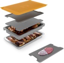 PREP ‘N Serve Premium Set™ - Plastic Container with Lid for Marinades, Stainless Steel Serving Tray, Aluminum Defrosting Tray, and a Plastic Cutting Board - The Ultimate BBQ Food Prep Utensil Set